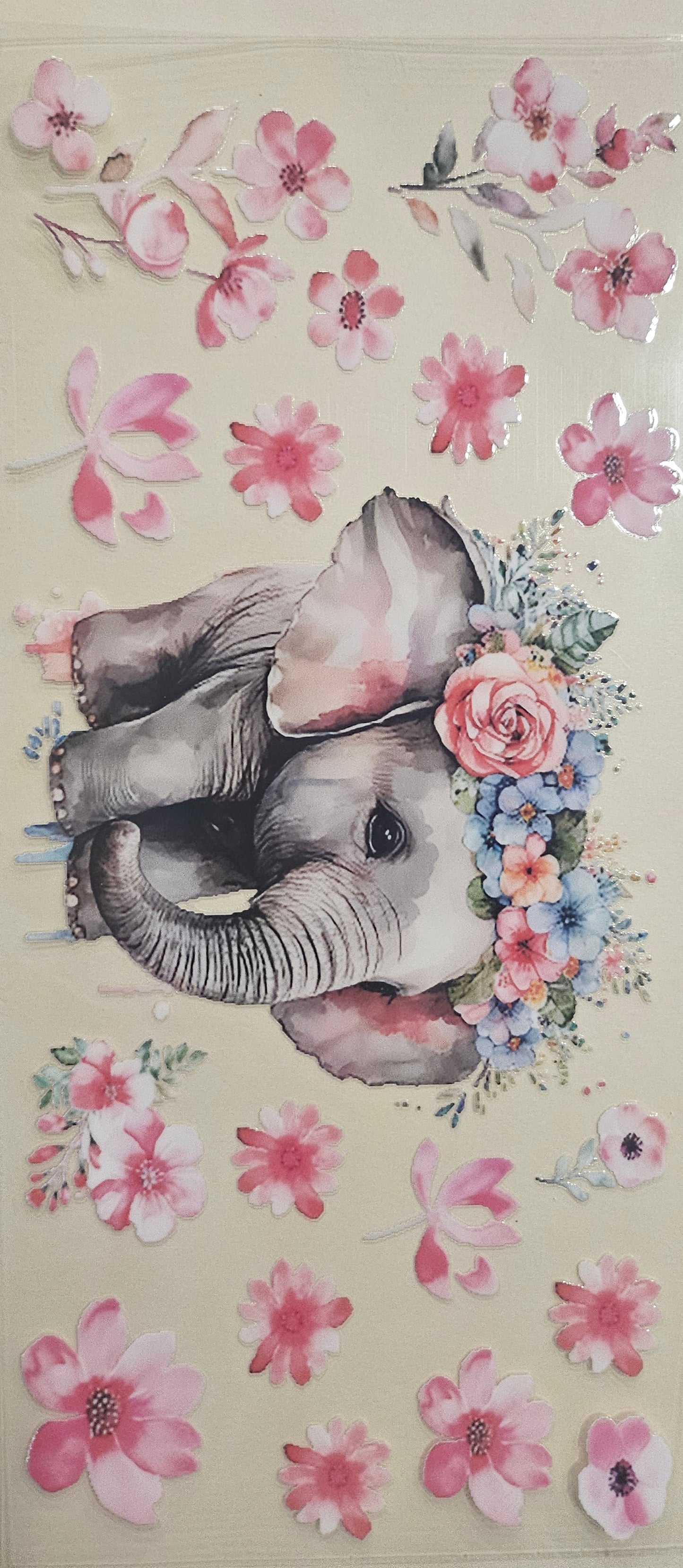 Elephant-Themed UV DTF Transfer Stickers