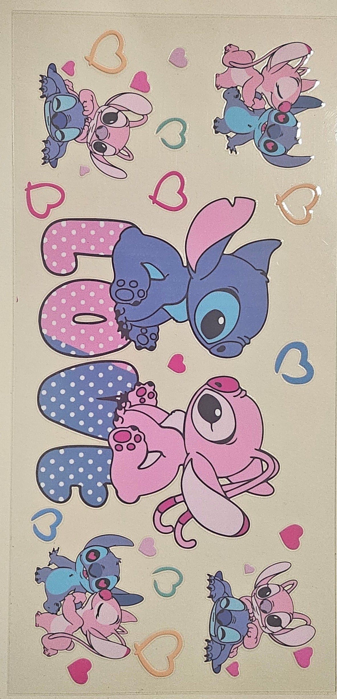 16 oz UV DTF GLASS Lilo & Stitch pink & blue vday