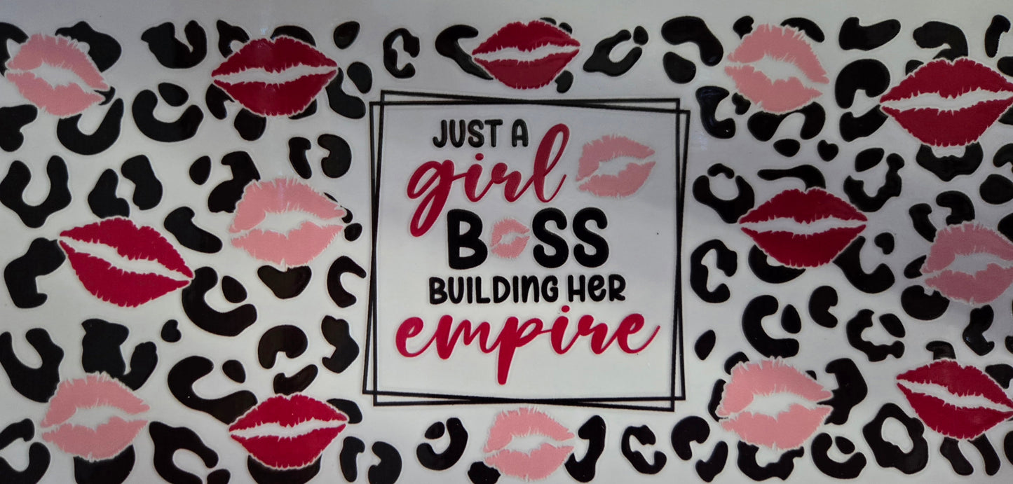 UV DTF 16 oz Cup Wrap Decals Lady Boss Red Love Series