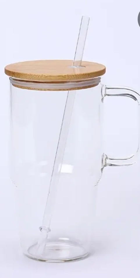 20 Oz Sublimation Clear Glass Cup with handle
