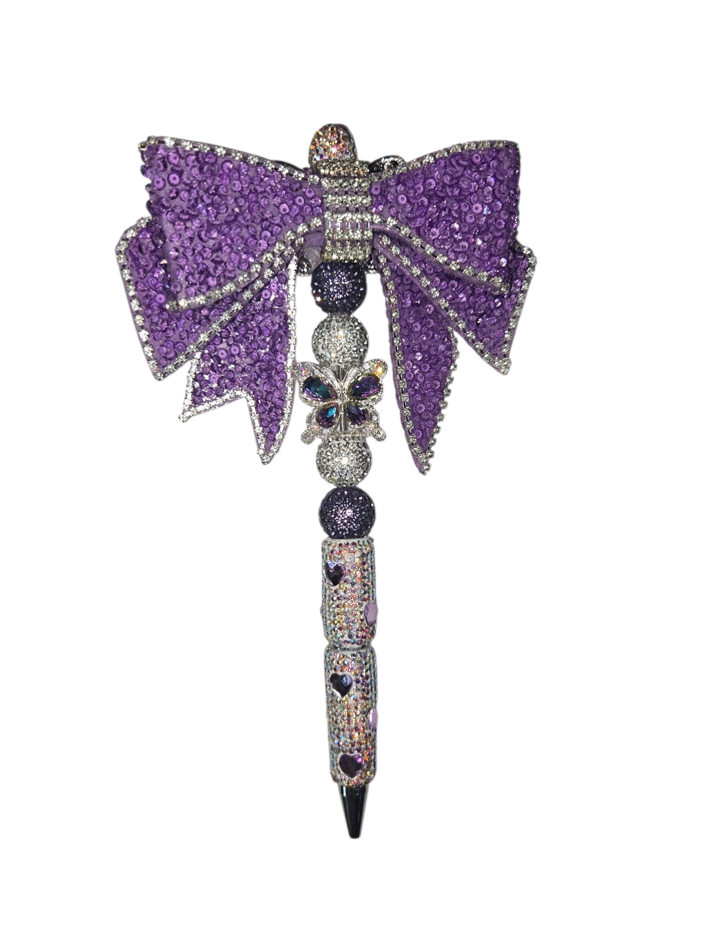 Beadable bedazzled bow pen