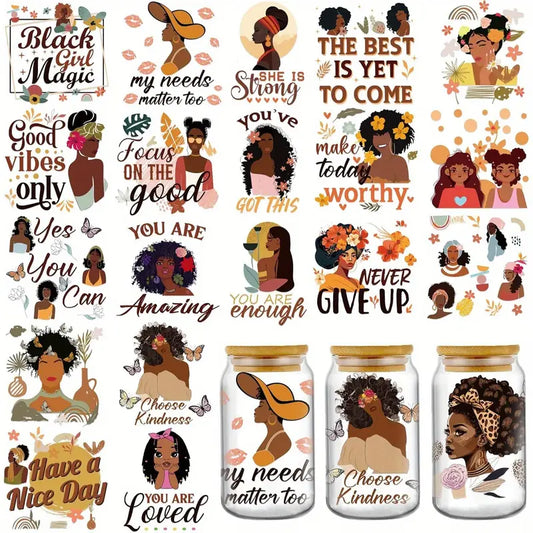 Black Girl Magic Inspirational Quotes UV DTF Transfer Stickers.  05