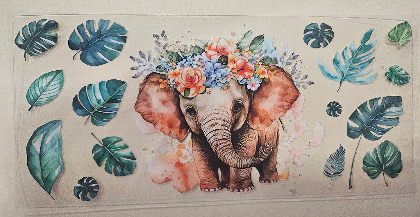 Elephant-Themed UV DTF Transfer Stickers