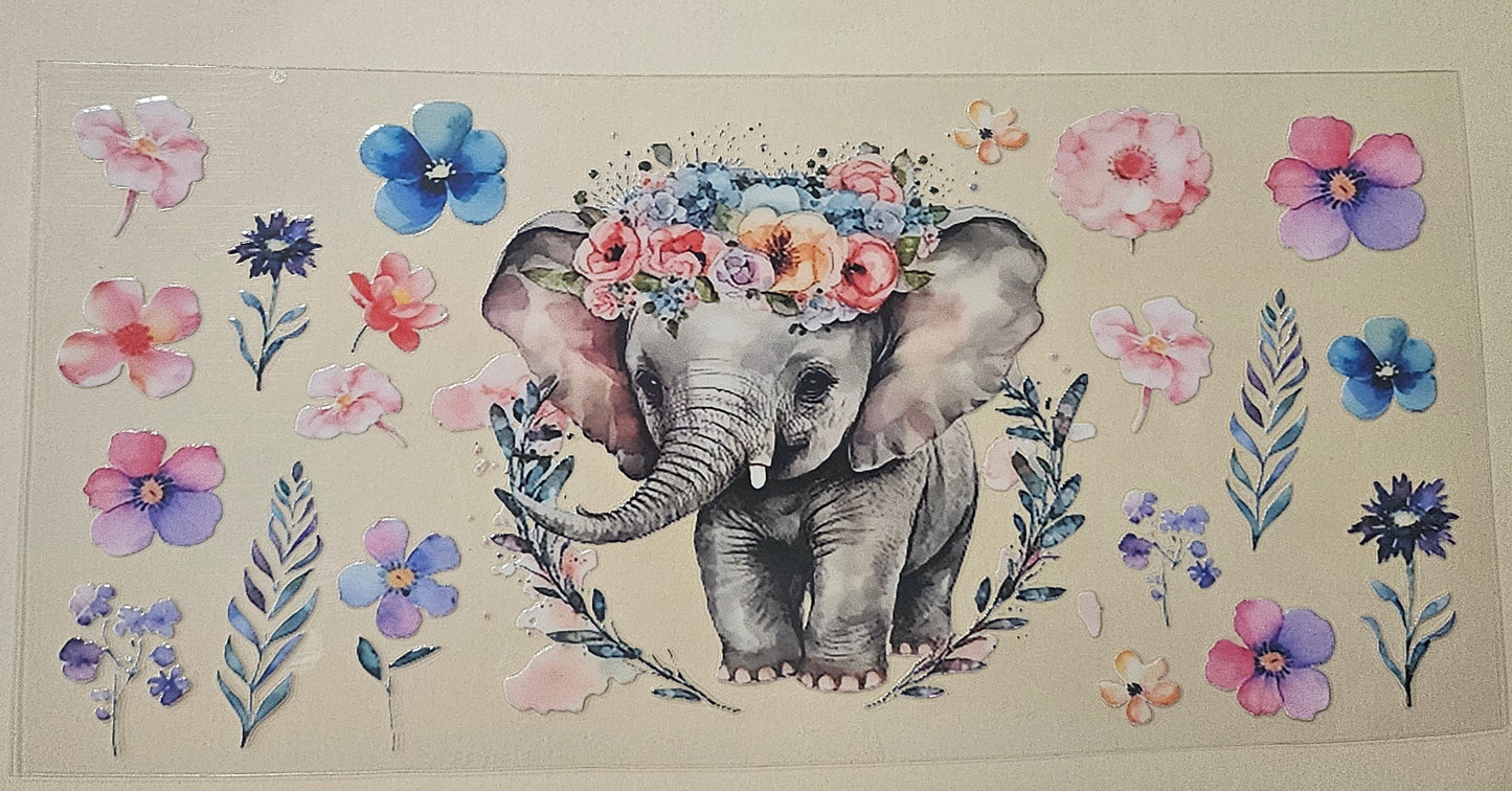 Elephant-Themed UV DTF Transfer Stickers