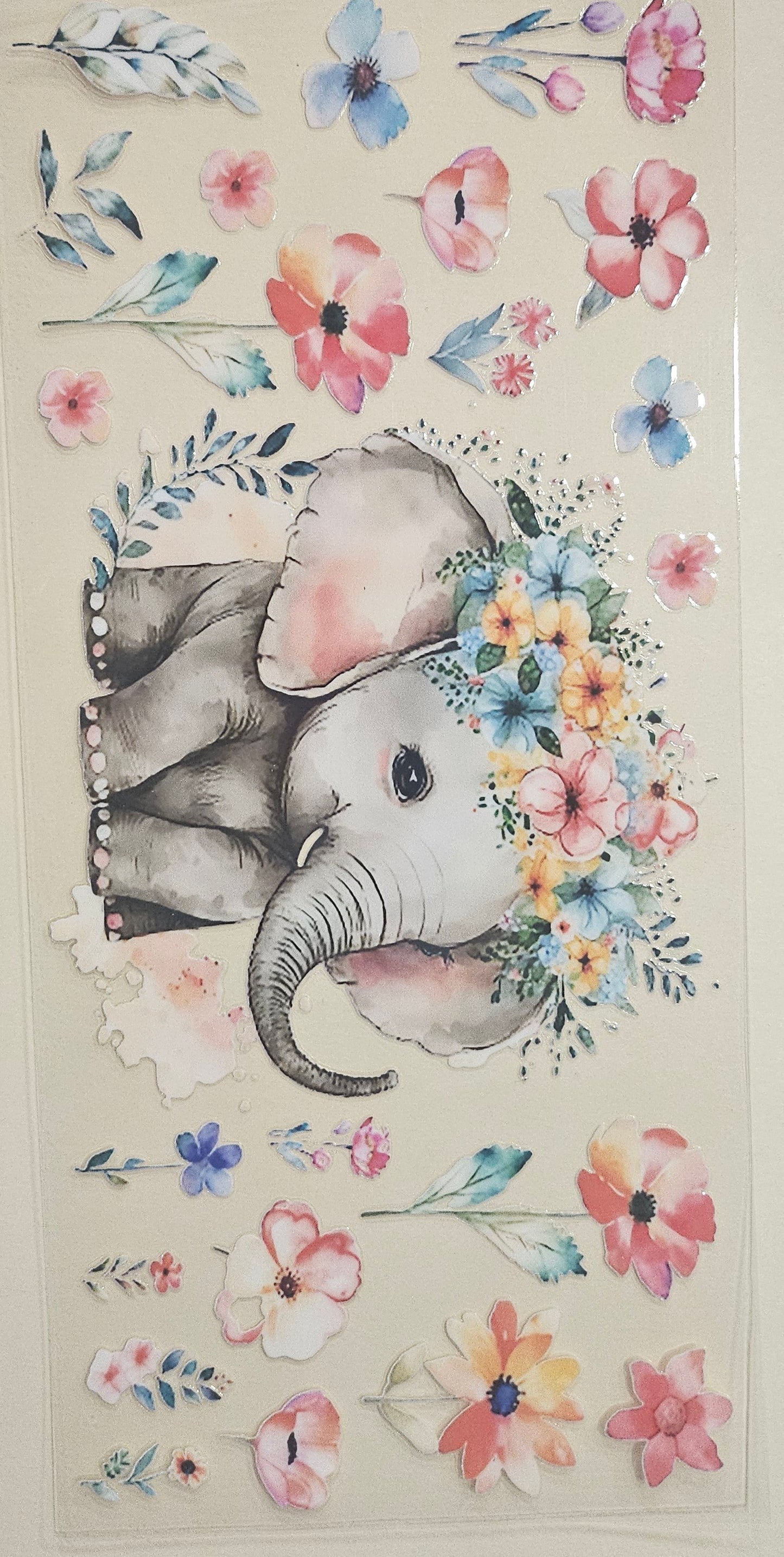 Elephant-Themed UV DTF Transfer Stickers