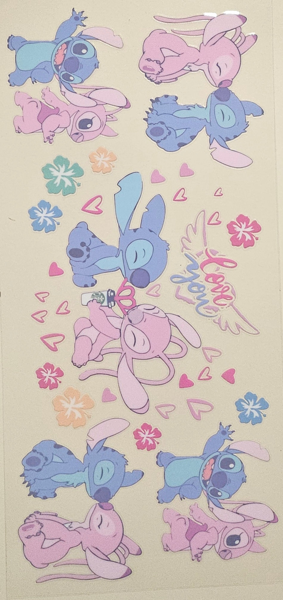 16 oz UV DTF GLASS Lilo & Stitch pink & blue vday