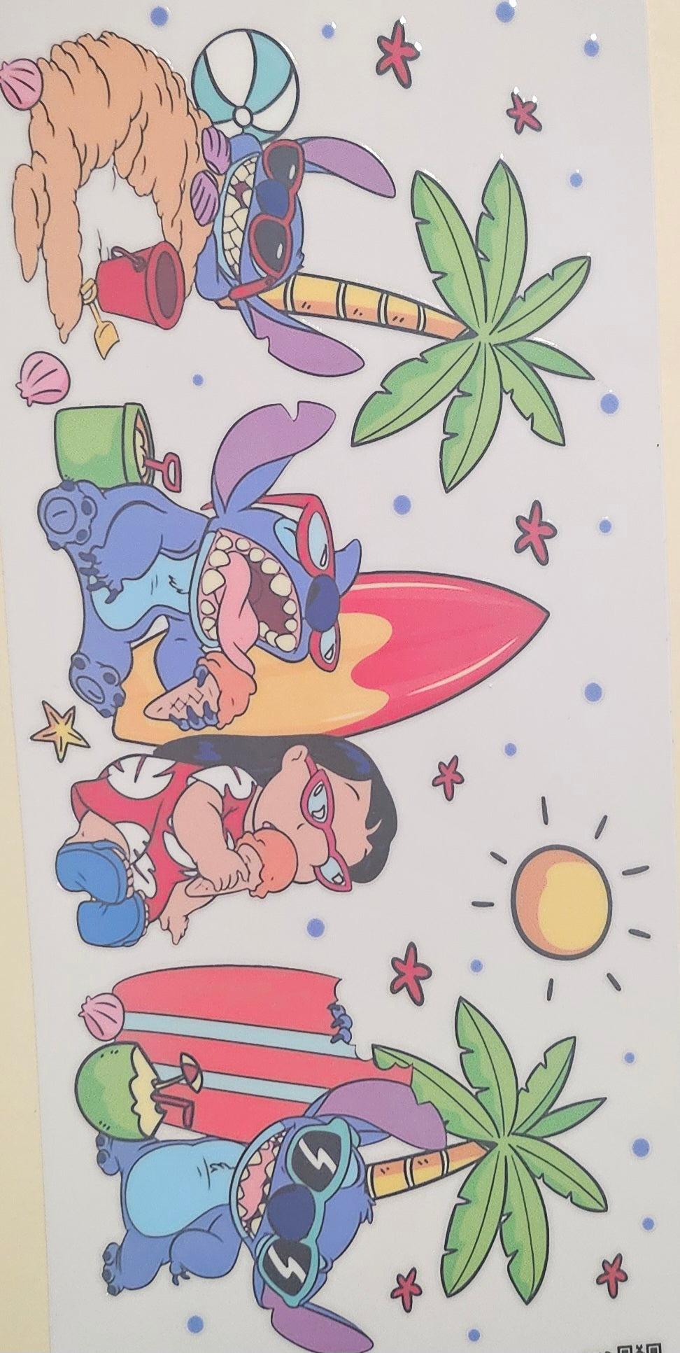16 oz UV DTF GLASS Lilo & Stitch pink & blue vday