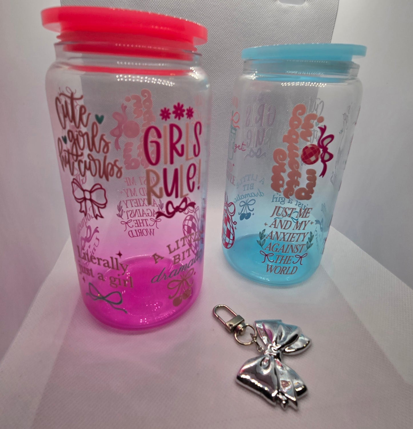 2 16oz glasses with Keychain Clearance Sale