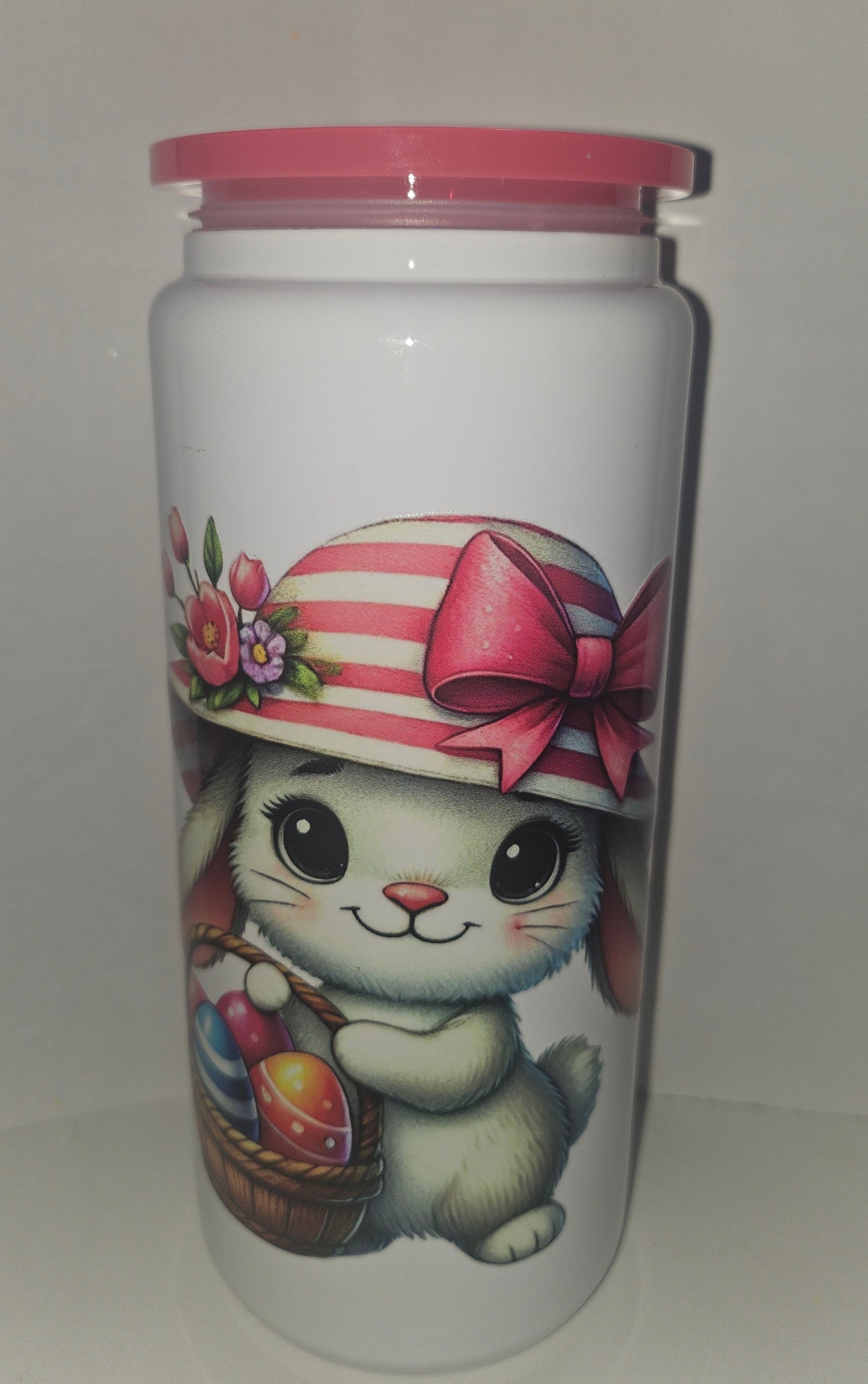 16 oz white stainless steel double wall insulated tumbler with lid & straw