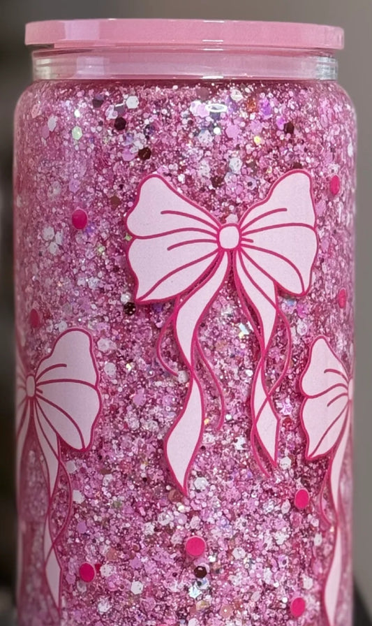 16 oz Glass Snow Globe Tumbler