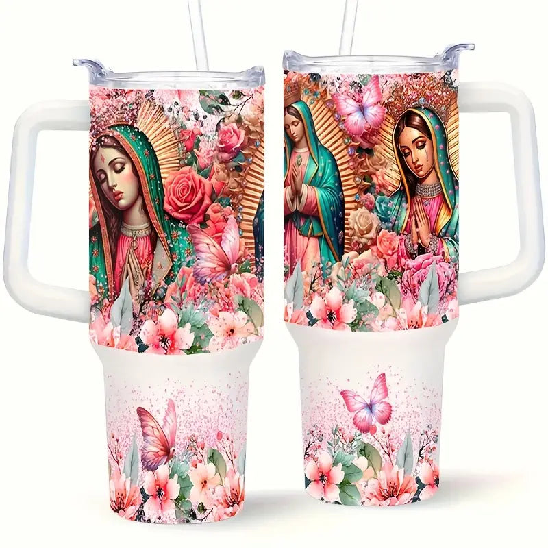 UV DTF 40oz Virgen de Guadalupe Floral Pattern